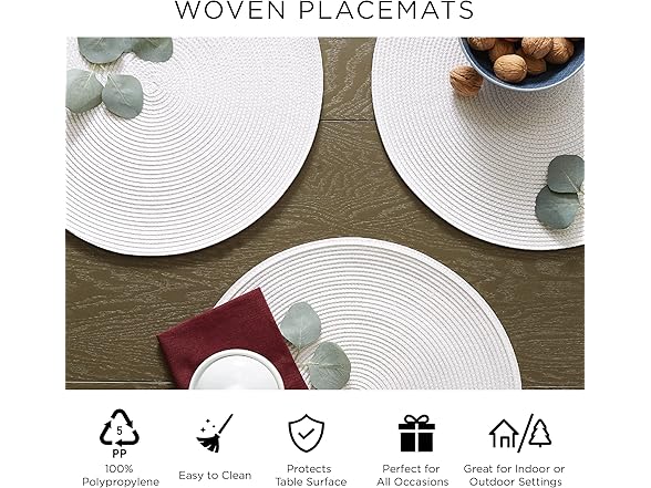 DII Woven Indoor/Outdoor Placemat Set, Round