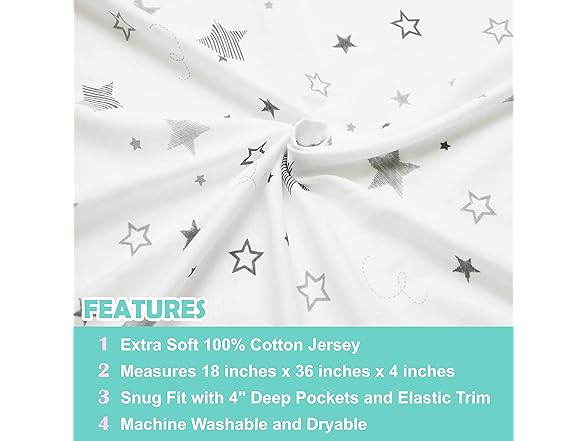 American Baby Company Fitted Sheet, 36" x 18"