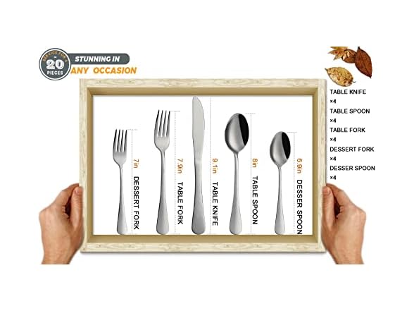 HOMECHAN 20-Piece 18/10 Stainless