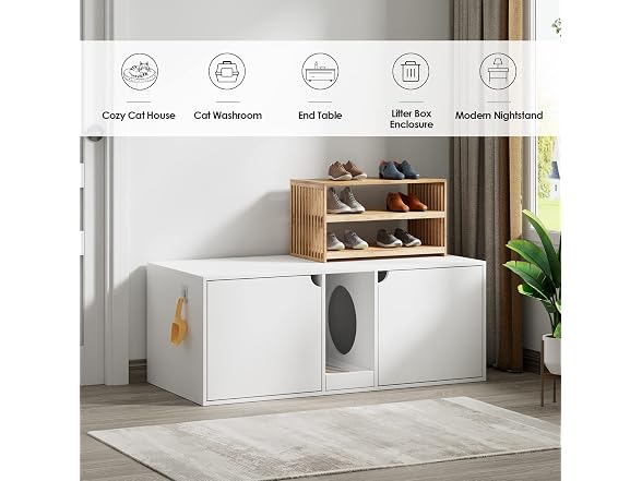 Hidden Cat Litter Box Enclosure Furniture, W