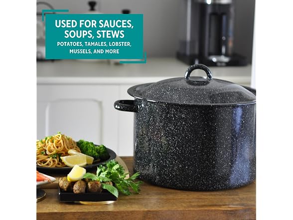 MIRRO 12.0qt Enamel Stock Pot, Black