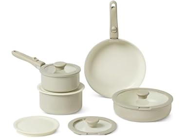 $24.99, Was $65, 61% Off! Amazon Basics Ceramic Nonstick Cookware Set dealfomo