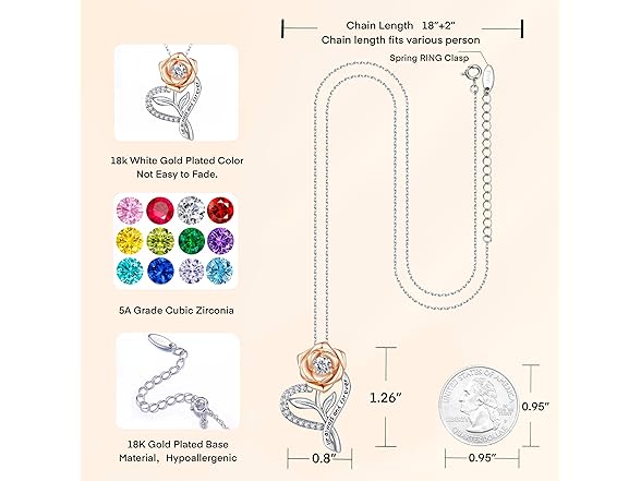 LAVALE Heart Birthstone Necklace April