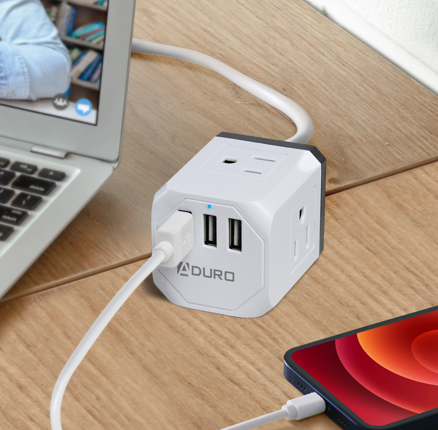 Aduro Square Power Strip - 3 AC Outlets & 3 USB Ports - Gallery 17