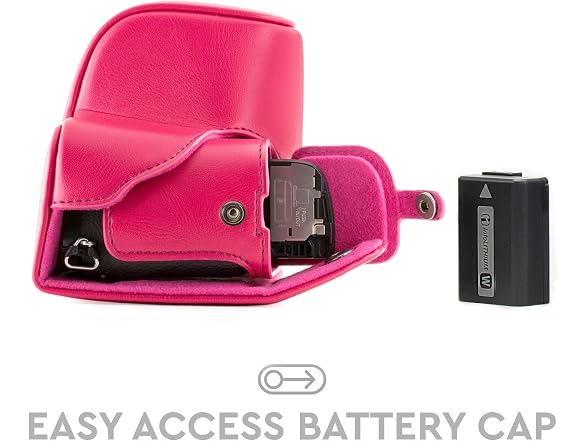 MegaGear Ever Ready Leather Camera Case and Strap (Hot Pink)