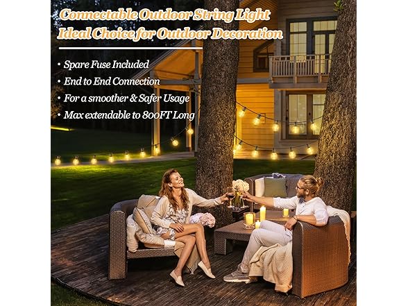 Bosceos 100FT Outdoor G40 String Lights