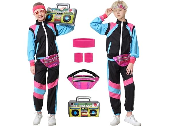TIMSOPHIA Black 80S Tracksuit for Kids