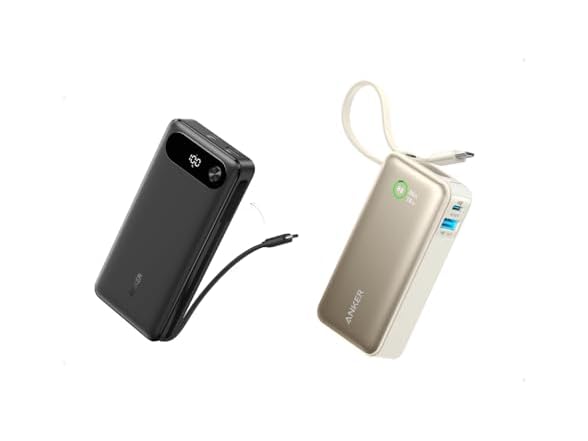 Anker 20,000mAh Portable Charger with Built-in USB-C Cable, (Open Box)