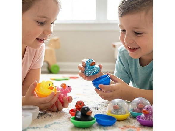 1.5" Rubber Glitter Duckling in 2" Capsule 250ct