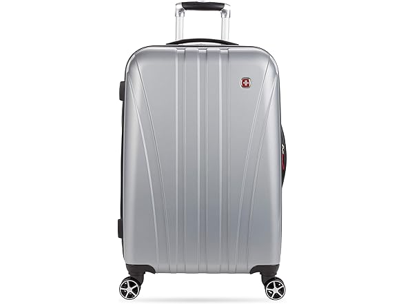 SwissGear 7585 Hardside Luggage Silver, Checked-Medium 23-Inch