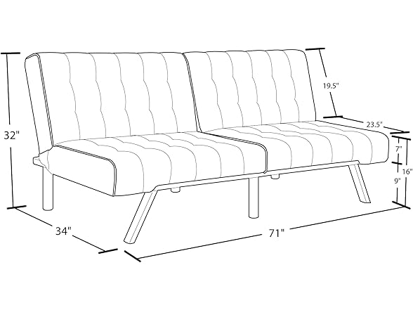 DHP Emily 71" Faux Leather Futon
