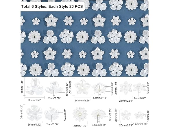 NBEADS 120 Pcs ABS Plastic Imitation Pearl Flower Beads