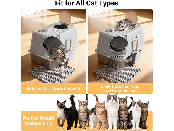 Exovyn Stainless Steel Litter Box with Lid,XL