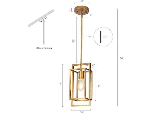 KSANA Antique Gold Pendant Lighting, Modern Golden