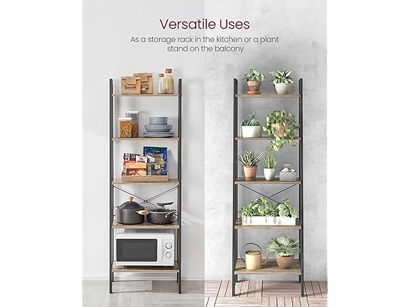 VASAGLE Ladder Shelf, 5-Tier Bookshelf