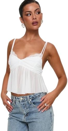 Princess Polly Corella White Mesh Lined Bustier Crop Top