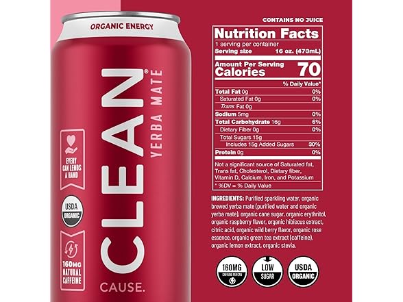 12PK CLEAN Cause Low Calorie Variety Pack Yerba Mate