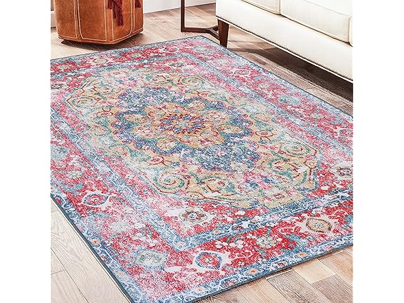 Superior Rustic Medallion Non-Slip Indoor Rug