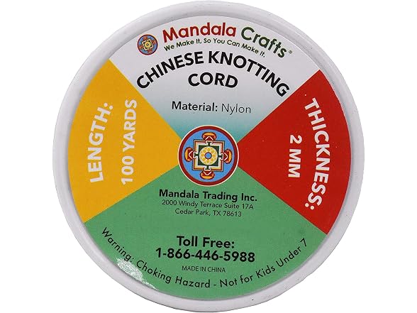 Mandala Crafts 2mm Lime Green Satin Cord