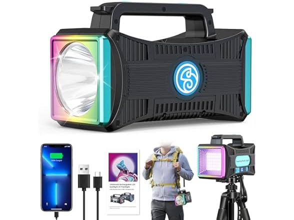Lihtpo Rechargeable Flashlight, LED Spotlight