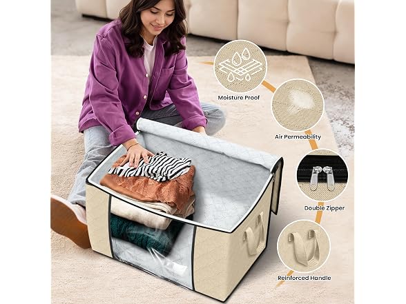Fab totes 90L Beige 4 Pack Storage Bags