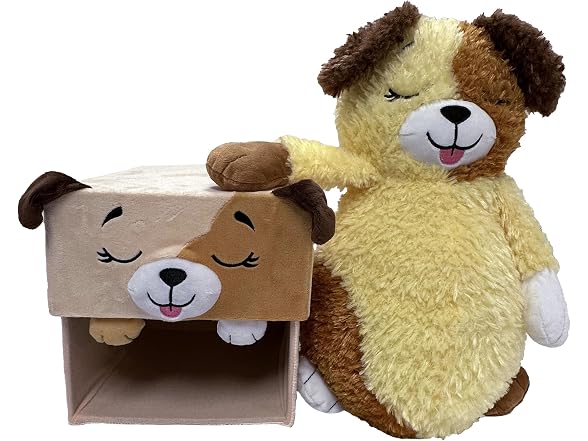 Happy Nappers Adorable Storables - Tan Dog 8" Plush & Cube Bin
