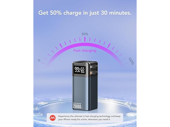 Marasone 25000mAh 20W Portable Powerbank w/Built-in Cables