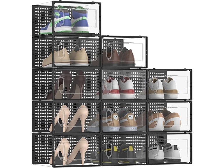 12-Pack Stackable Shoe Storage Boxes
