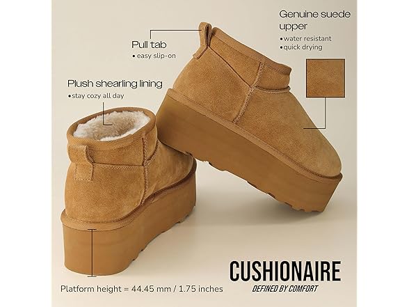 CUSHIONAIRE Hippy Womens Platform Boots