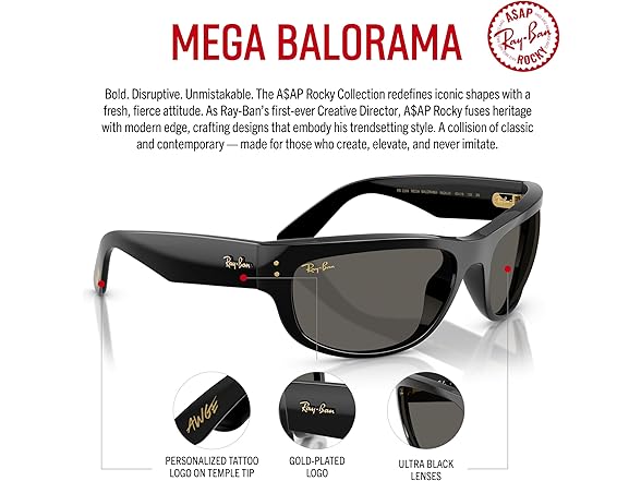 Ray-Ban A$AP Rocky RB2289 Mega Balorama Blacked Out Collection Square Sunglasses