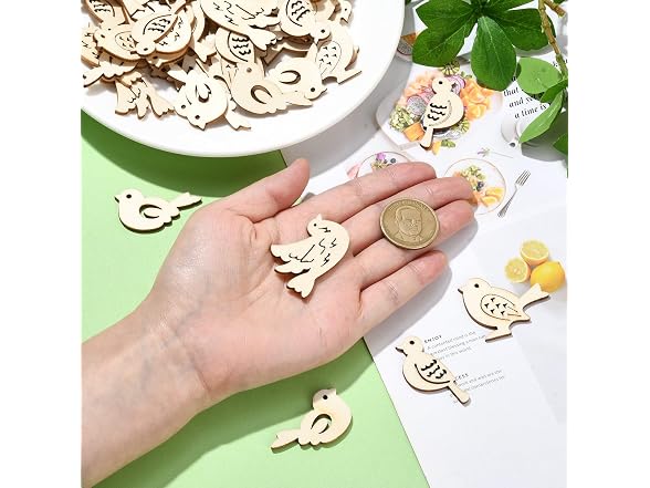 Stiesy 200 Pcs Mini Bird Wood DIY Crafts