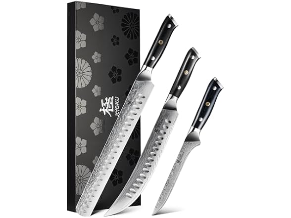 KYOKU 3pcs Japanese Damascus Knife Set