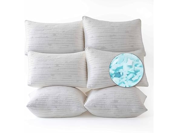 Clara Clark Memory Foam Pillows 6 Pack, Queen
