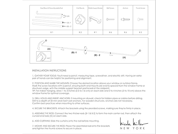 Curtain Rod 84"-160" Brushed Nickel