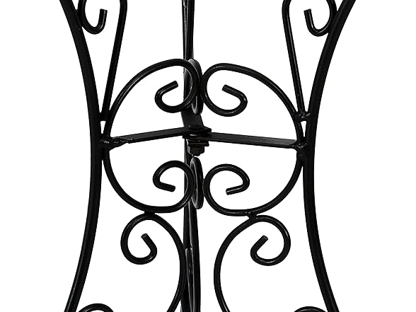 Sunnydaze Black Steel Gazing Ball Stand Black Scroll