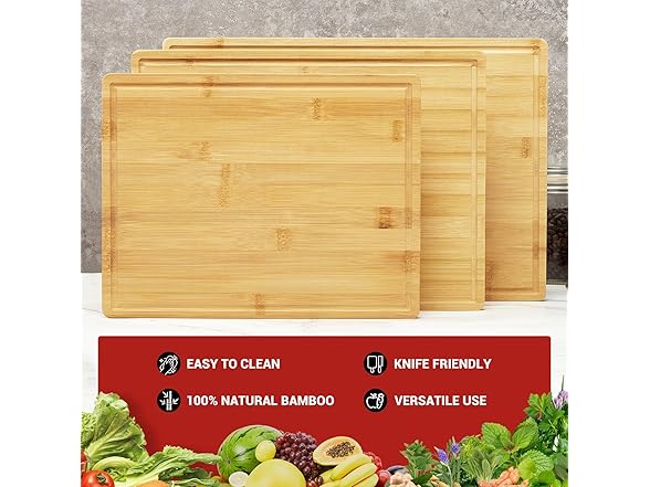 Bamboo Cutting Board Set of 3
