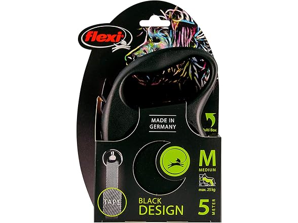 Flexi Black Design Tape Black Retractable Leash