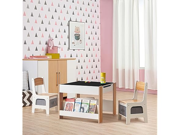 LuxenHome Toddler Table and Chairs Set