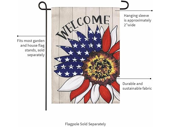 Patriotic Garden Flag 12x18 Sunflower