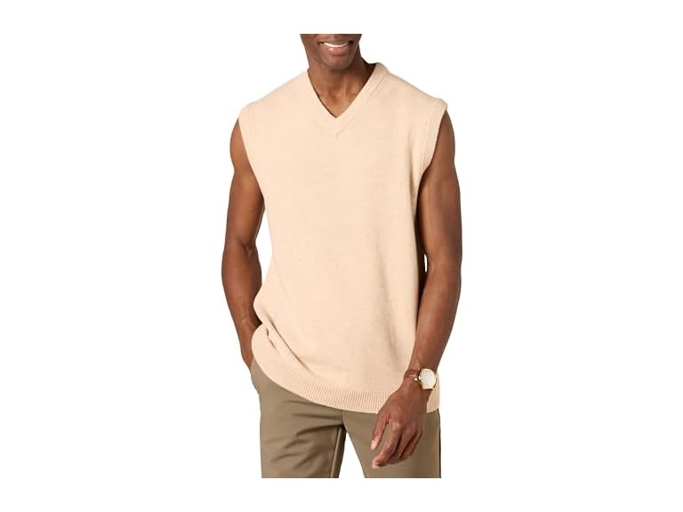 Amazon Essentials Men's Lambs Wool Sweater Vest (Previously Goodthreads), Oatmeal Heather, X-Large