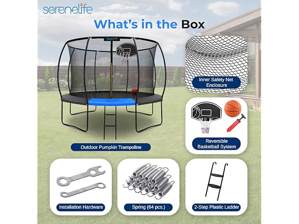 SereneLife 10FT Outdoor Trampoline for Kids
