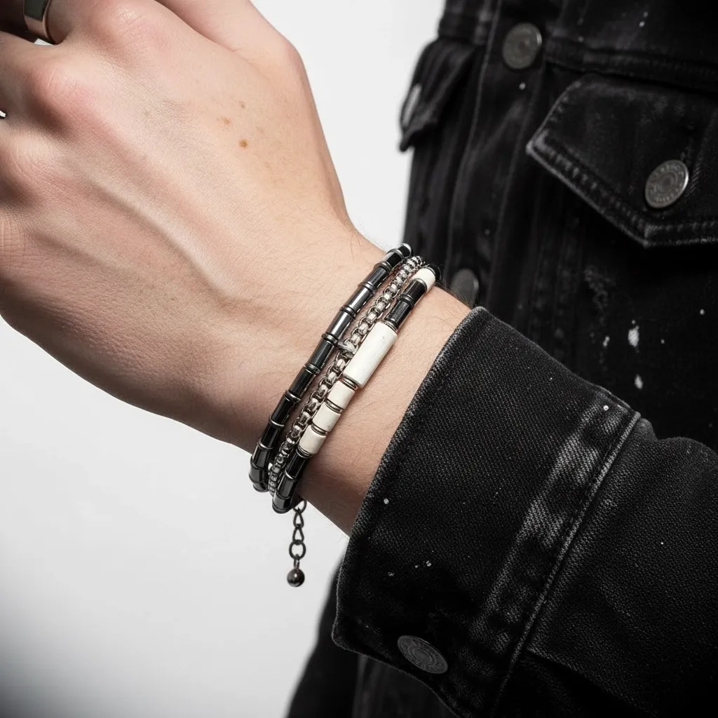 Mens Hematite Bead Bracelet - Gallery 21