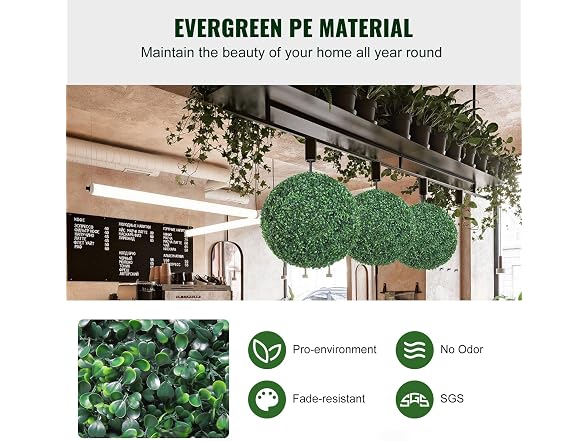 VEVOR 2 Pcs 16” Artificial Plant Topiary Ball