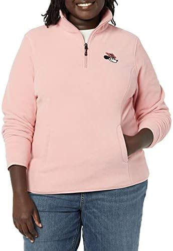 Amazon Essentials Disney | Marvel | Star Wars | Princess Women's Polar Fleece Quarter-Zip Mock Jackets, Minnie Face, XX-Large