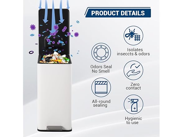 4 Gallon Slim Step Trash Can with Soft-Close Lid