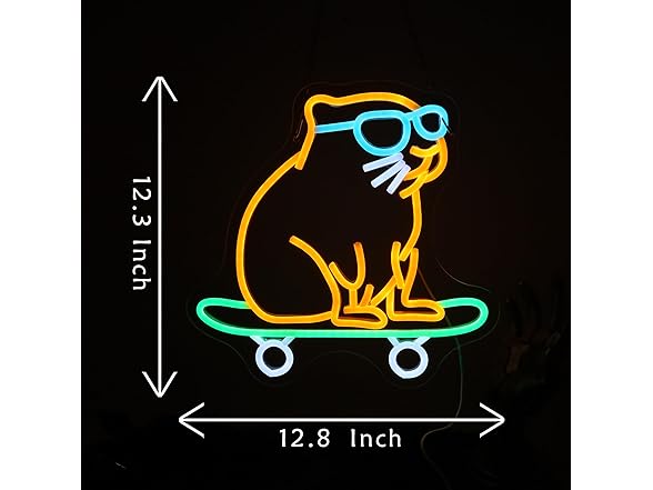 LAXUEDEER Capybara Skateboard Neon Sign USB 