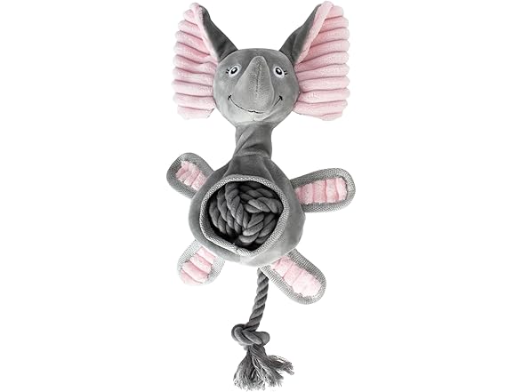 Fringe Studio Plush Dog Toy with Rope, Squeaky Rope