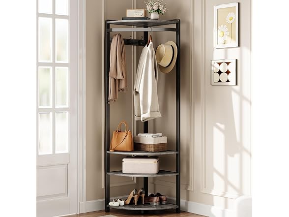 MOVECOM Coat Rack with Shoe Storage,Grey