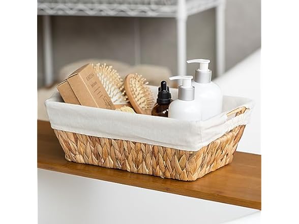 Suptinwear Set of 2 Water Hyacinth Wicker Storage Baskets Small Items