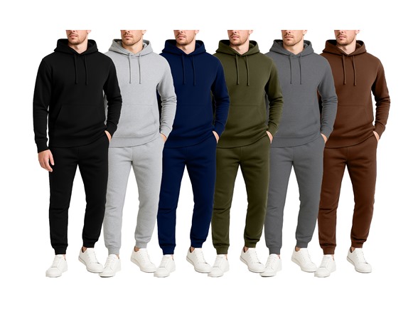 Mens Fleece-Lined Pullover Hoodie & Jogger Set